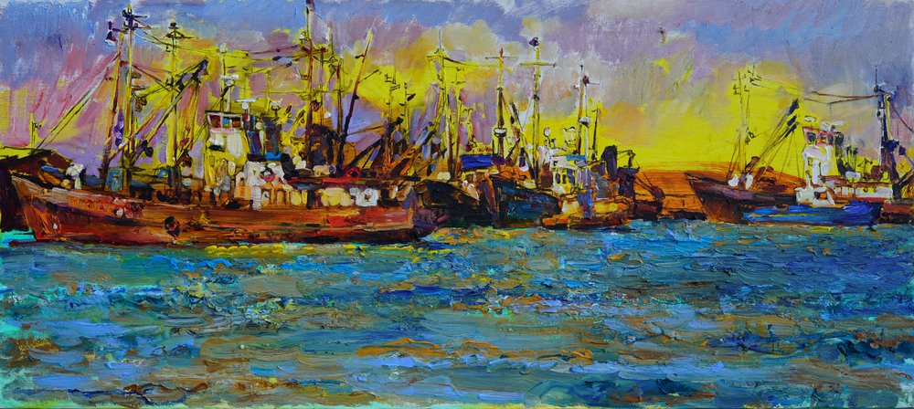 Łodzie rybackie „Sunset” autorstwa Andrii Kutsachenko
