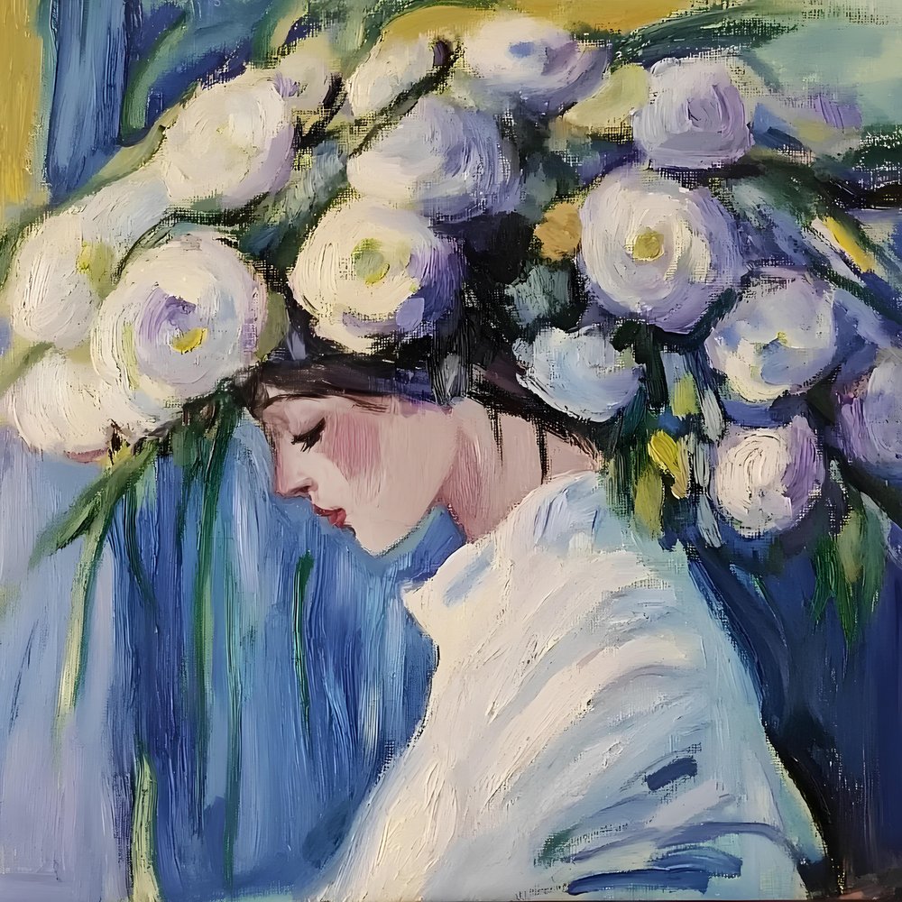 Marzycielski portret w kwiatowym stylu autorstwa Avanesova Elena