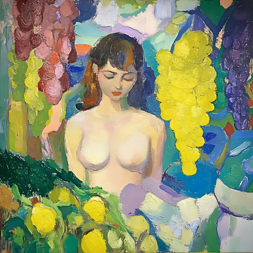 Spokojna kobieta z owocami autorstwa Avanesova Elena