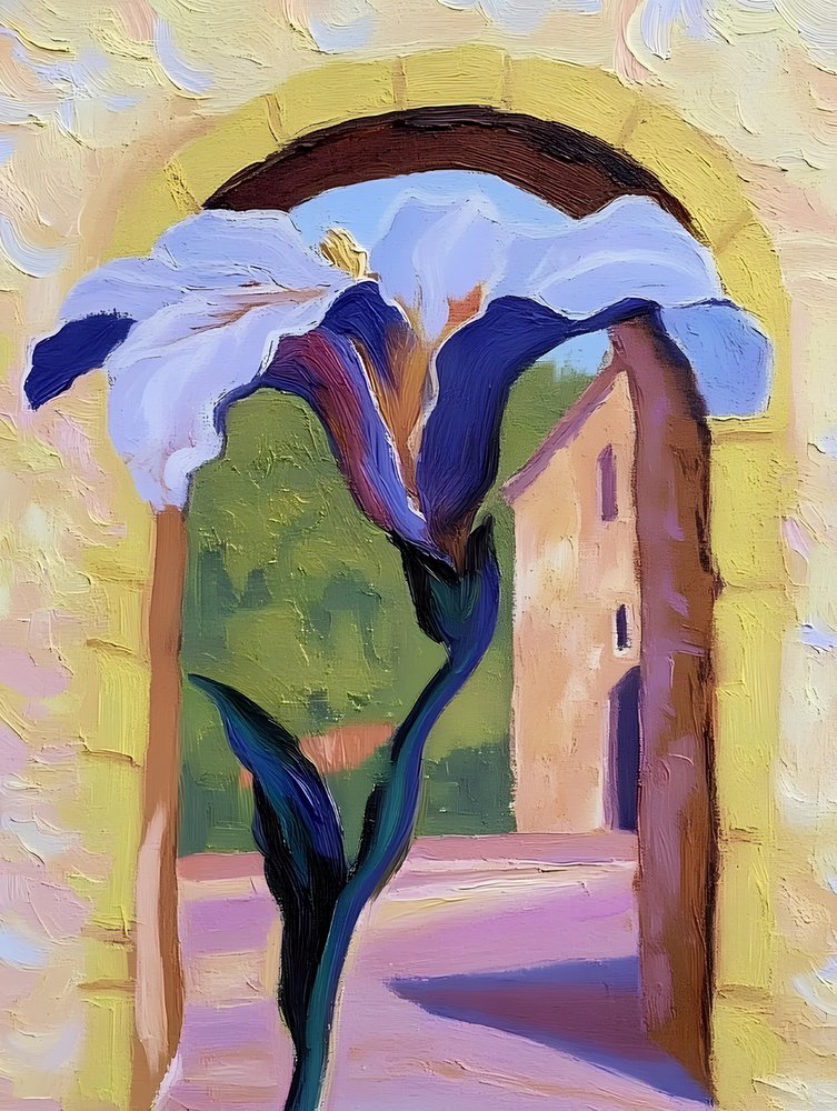 Widok na irysy w Sunny Archway autorstwa Avanesova Elena