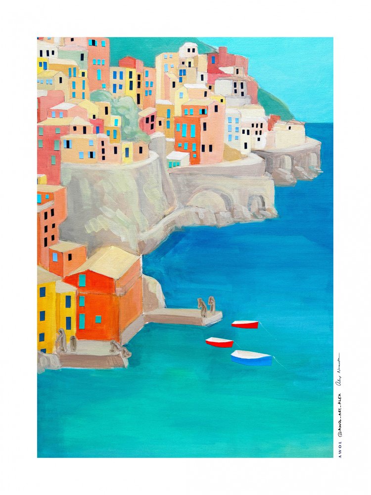 Kolorowa nadmorska wioska autorstwa Awol Art Alex