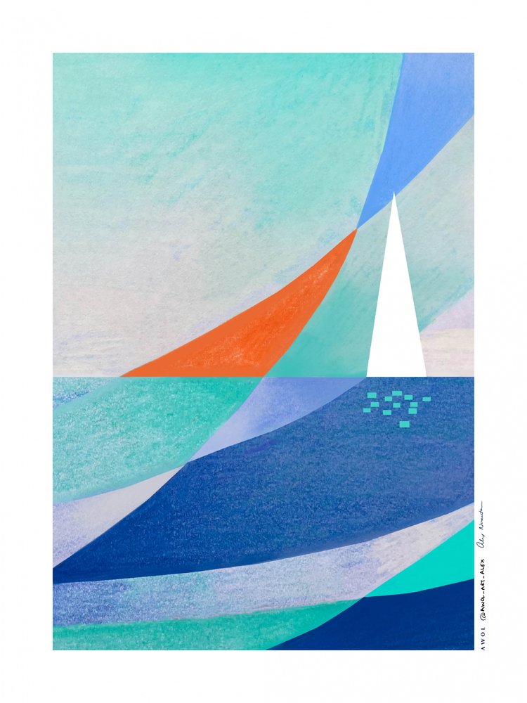 Geometryczna łódź żaglowa na oceanie autorstwa Awol Art Alex