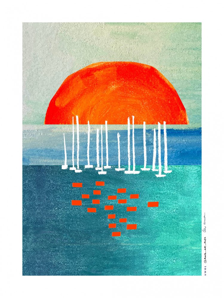 Łodzie żaglowe „Orange Sun” autorstwa Awol Art Alex