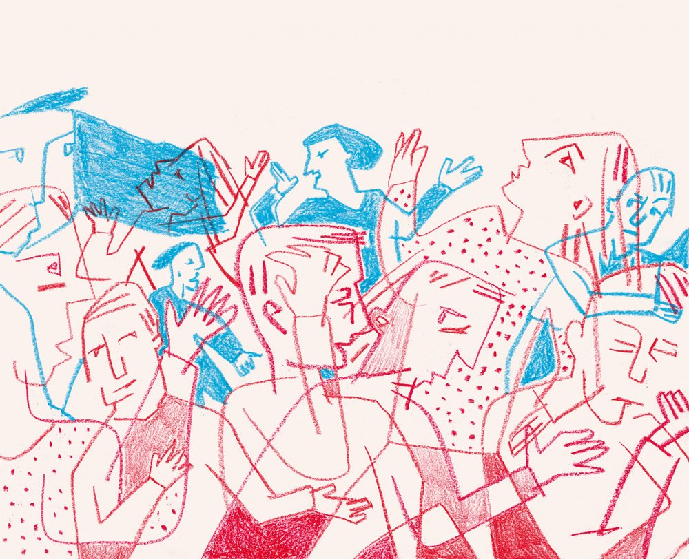 Chaotyczna dyskusja w tłumie autorstwa Catalina Somolinos