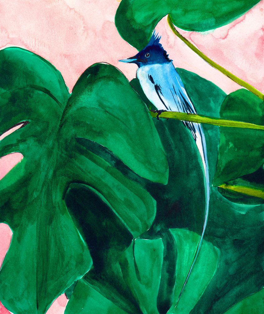 Liść monstery „Tropical Bird” autorstwa Christine Lindstrom