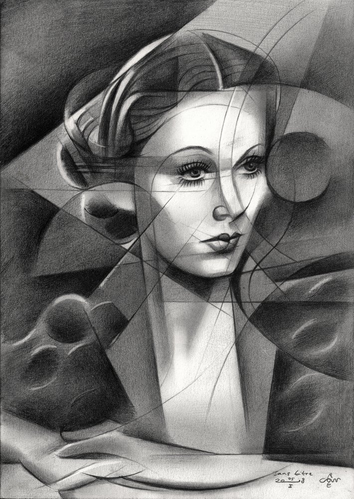 Elegancki portret w stylu geometrycznym autorstwa Corné Akkers