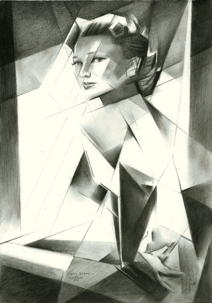 Portret kobiety z fasetami autorstwa Corné Akkers