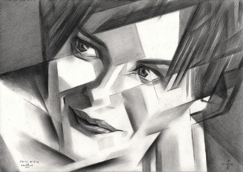 Geometryczny portret twarzy autorstwa Corné Akkers