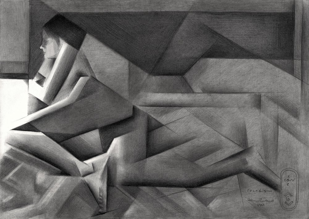 Geometryczna kobieta w zadumie autorstwa Corné Akkers