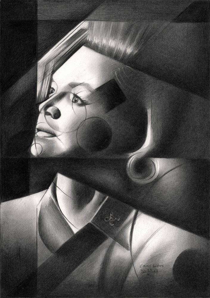 Geometryczny portret kobiety autorstwa Corné Akkers