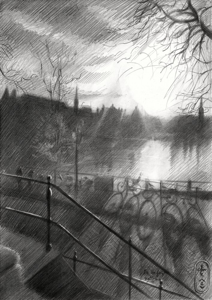Szkic kanału w Sunlit City autorstwa Corné Akkers