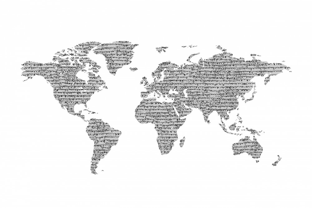 Typograficzna mapa świata autorstwa Danushka Abeygoda