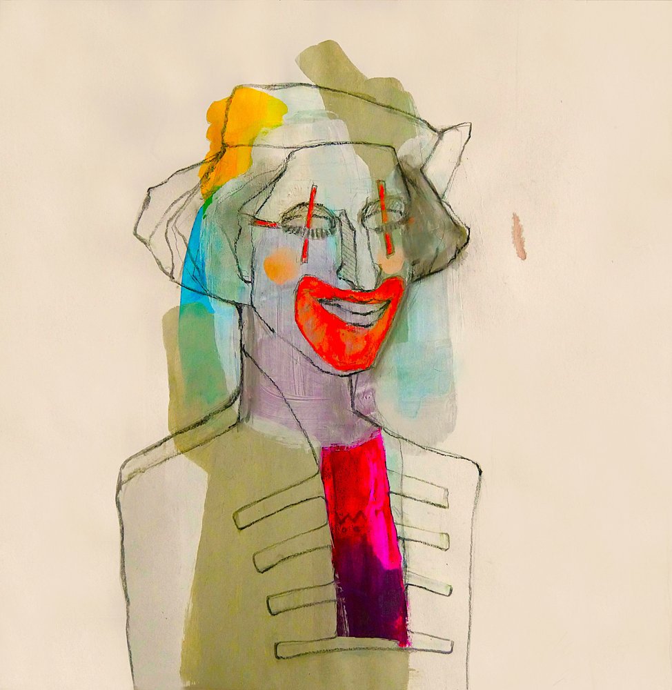Kolorowy portret klauna autorstwa Doris Schmitz