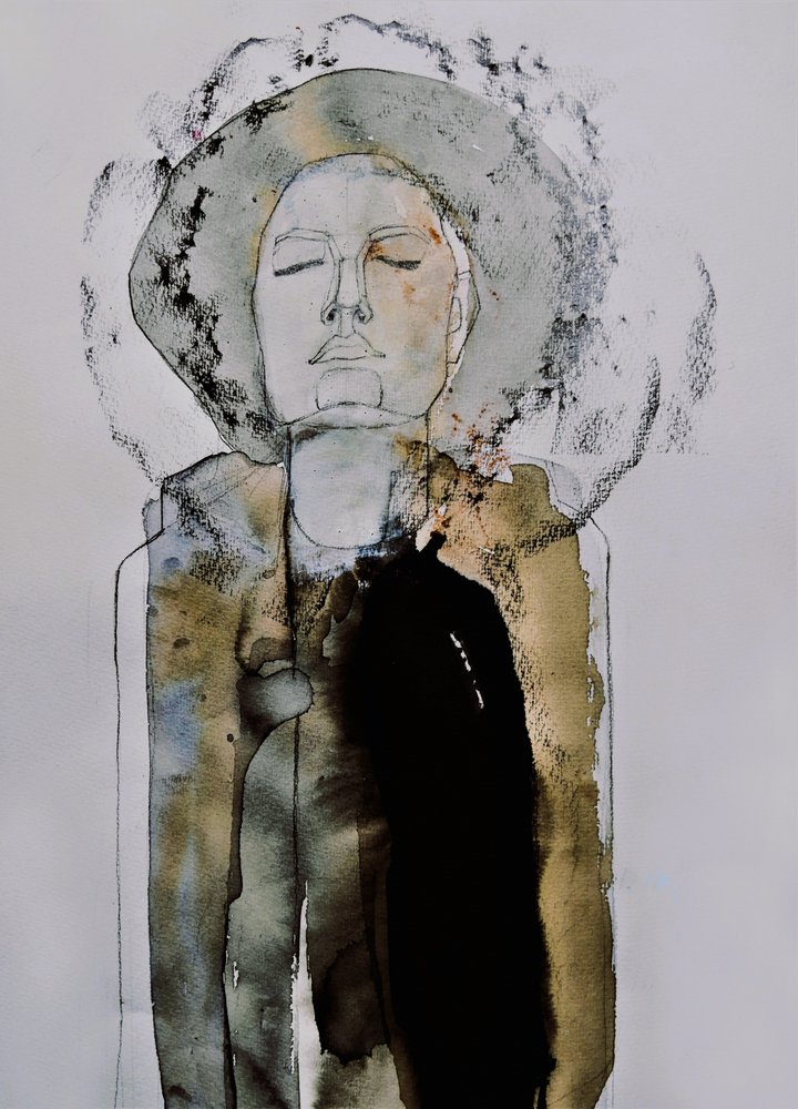 Portret kobiety w medytacji autorstwa Doris Schmitz