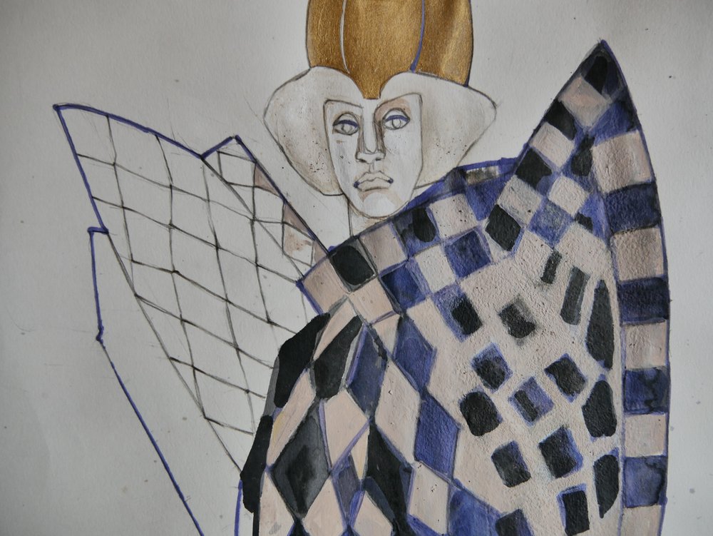 Figurka mistycznego arlekina autorstwa Doris Schmitz