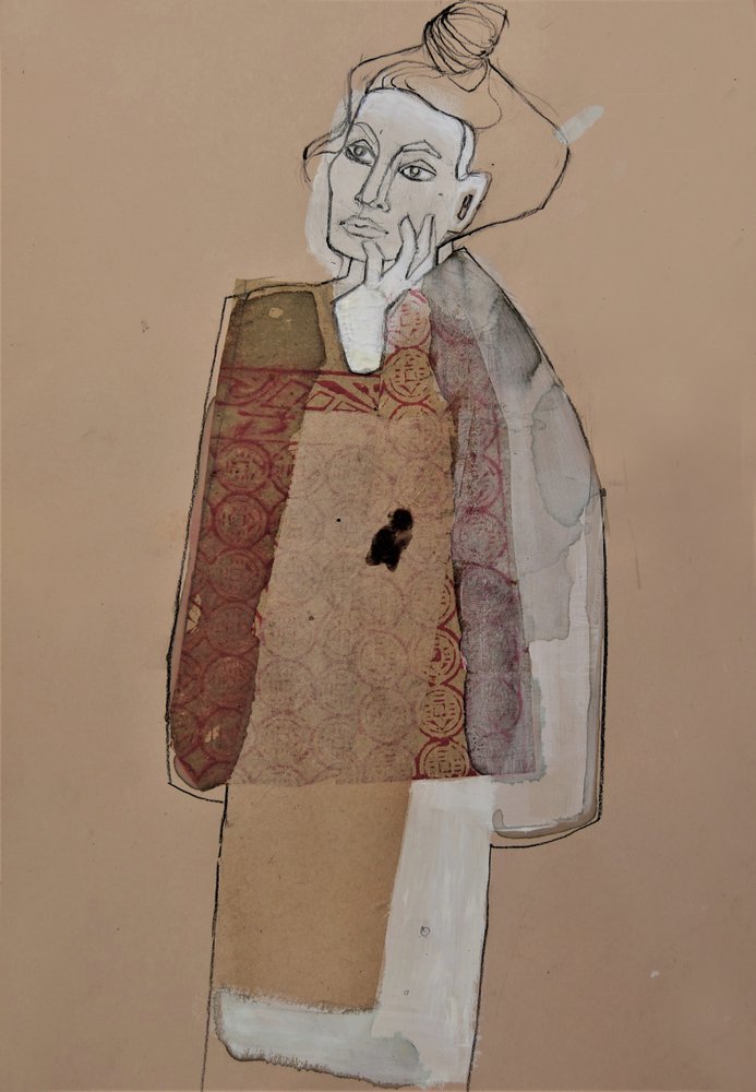 Portret zamyślonej kobiety autorstwa Doris Schmitz