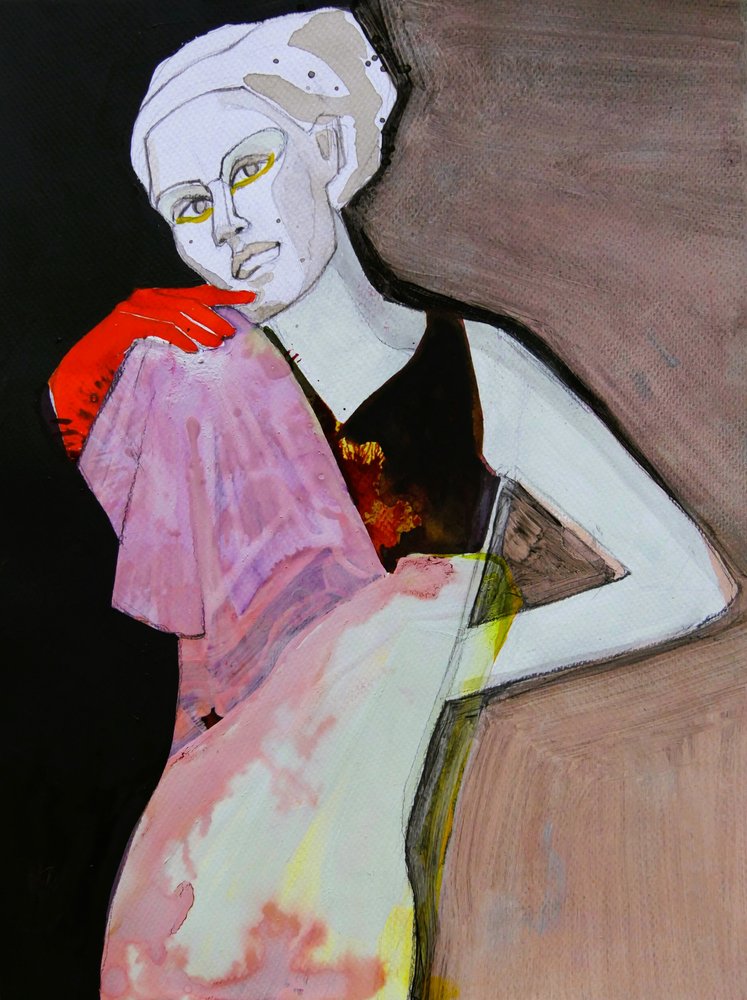 Stylowa kobieta w czerwonych rękawiczkach autorstwa Doris Schmitz