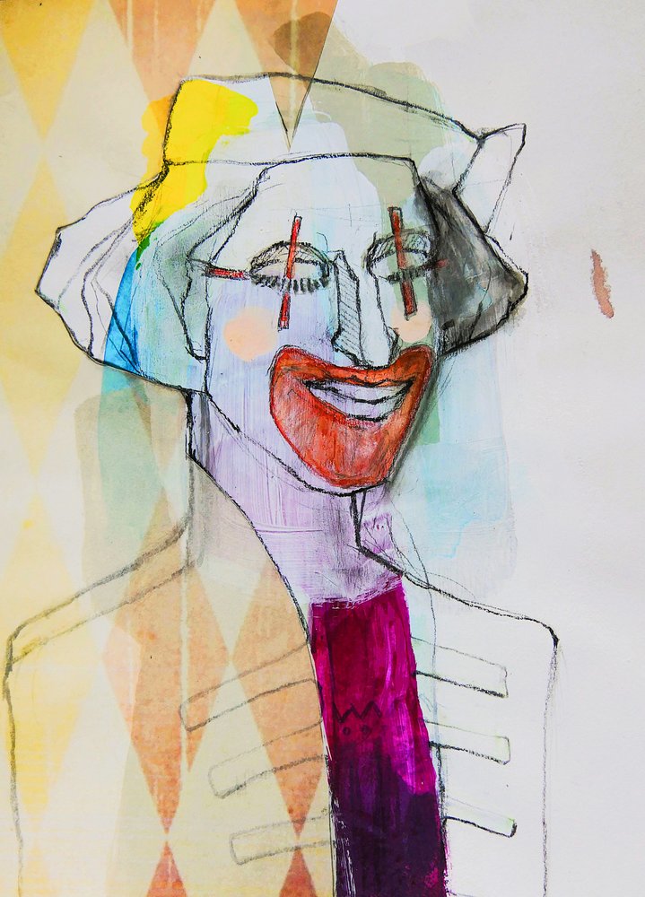 Portret kapryśnego klauna autorstwa Doris Schmitz