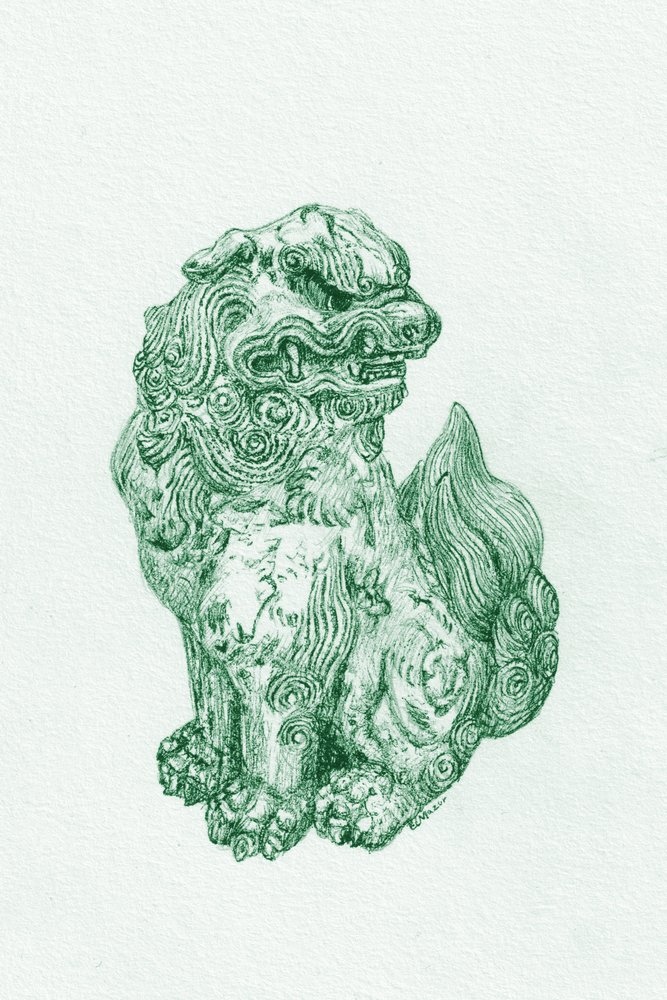 Zielony strażnik Foo Dog autorstwa EC Mazur