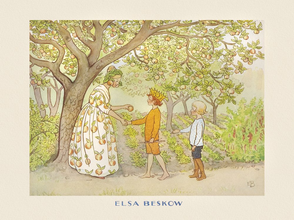 Lasse Mały w ogrodzie autorstwa Elsa Beskow