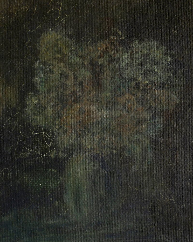 Mroczna martwa natura z motywem kwiatowym autorstwa Emily Tingey