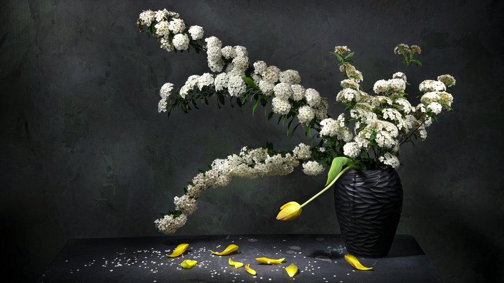 Elegancka martwa natura z motywem kwiatowym autorstwa Felice Angelino