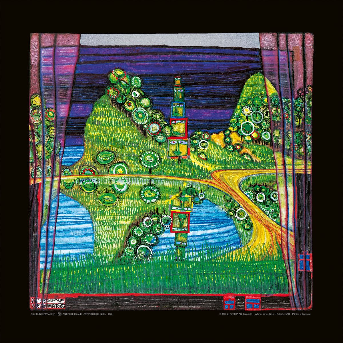 Wyspa na antypodach autorstwa Friedensreich Hundertwasser