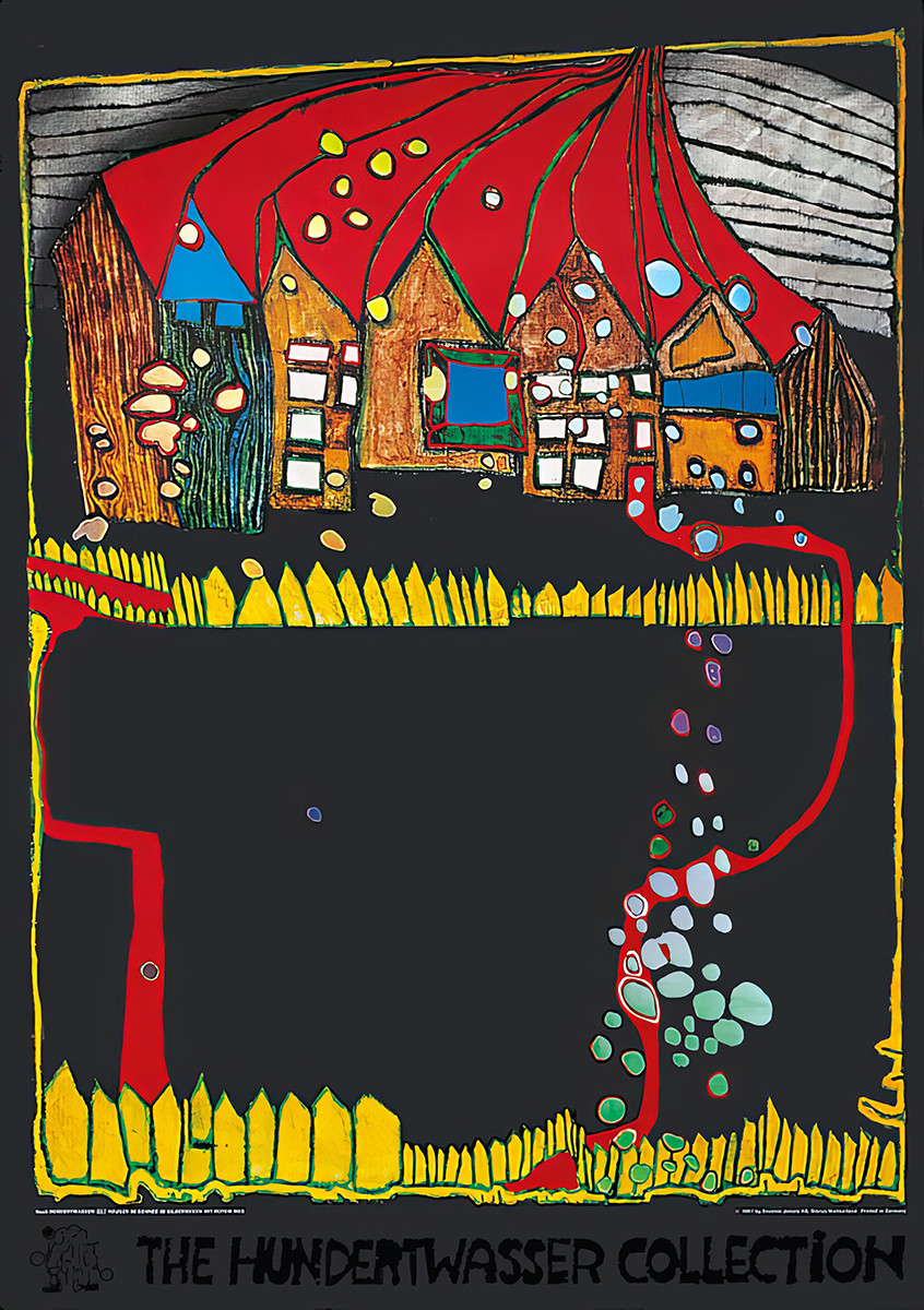 Domy w śniegu autorstwa Friedensreich Hundertwasser