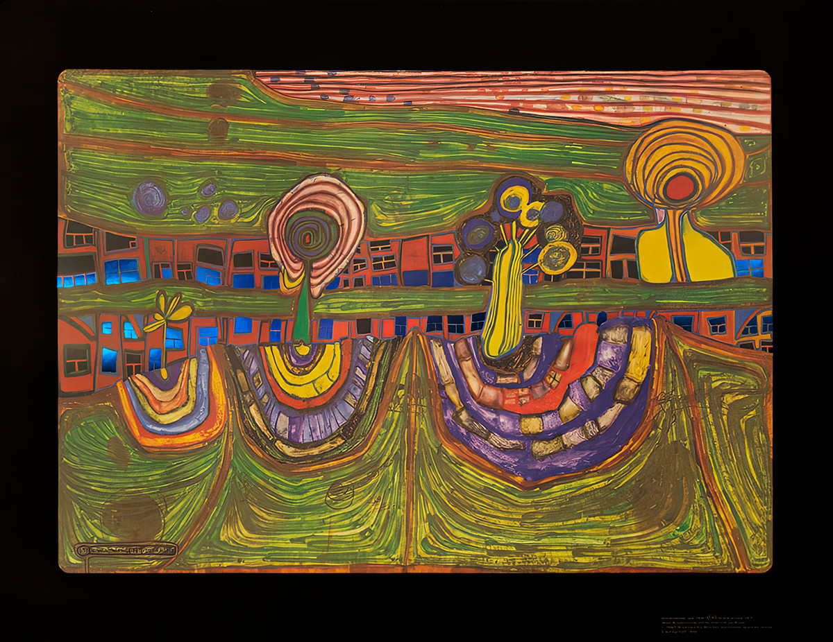 Zabudowa podmiejska autorstwa Friedensreich Hundertwasser