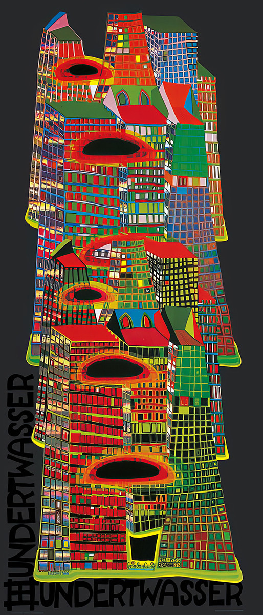 wieżowiec autorstwa Friedensreich Hundertwasser