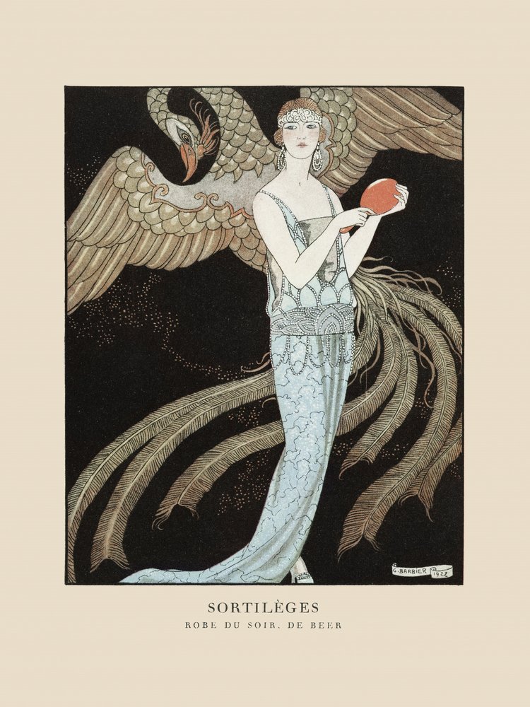 Suknia wieczorowa „Sortilèges”, De Beer (1922) autorstwa George’a Barbiera autorstwa George Barbier