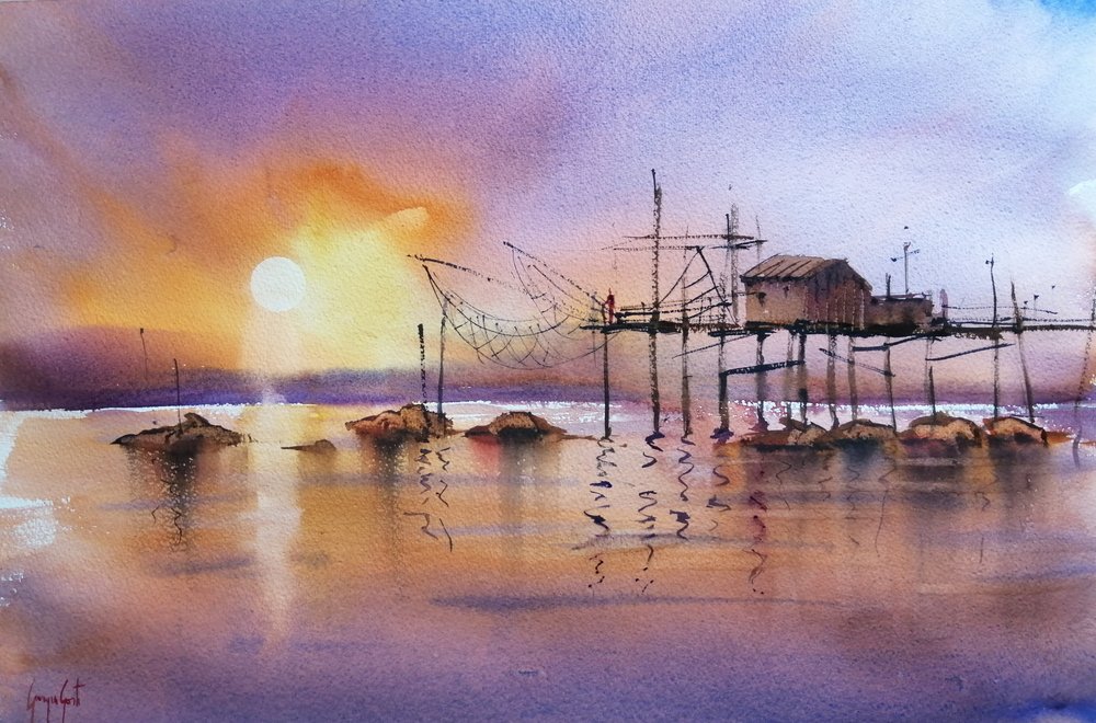 Molo wędkarskie „Golden Hour” autorstwa Giorgio Gosti
