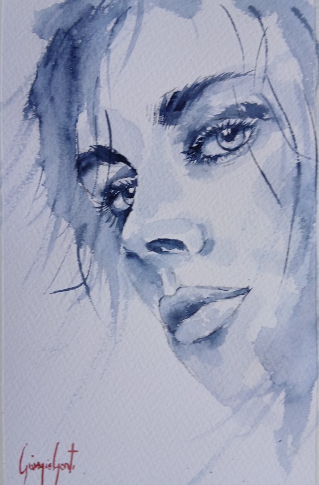 Portret o indygoowym spojrzeniu autorstwa Giorgio Gosti