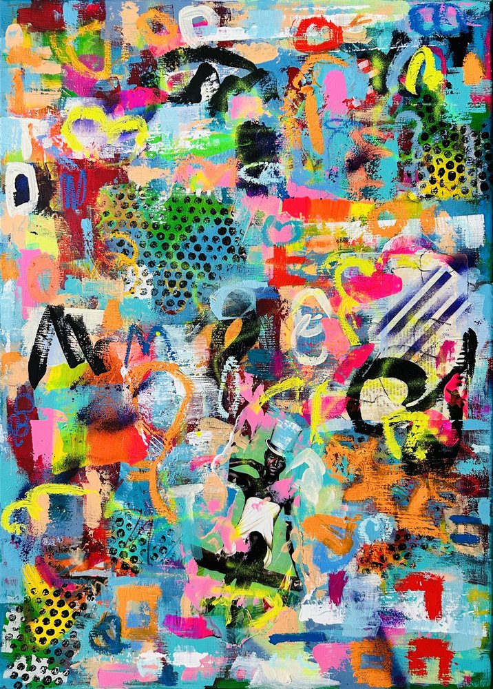 Żywe, abstrakcyjne graffiti autorstwa Irene Chua