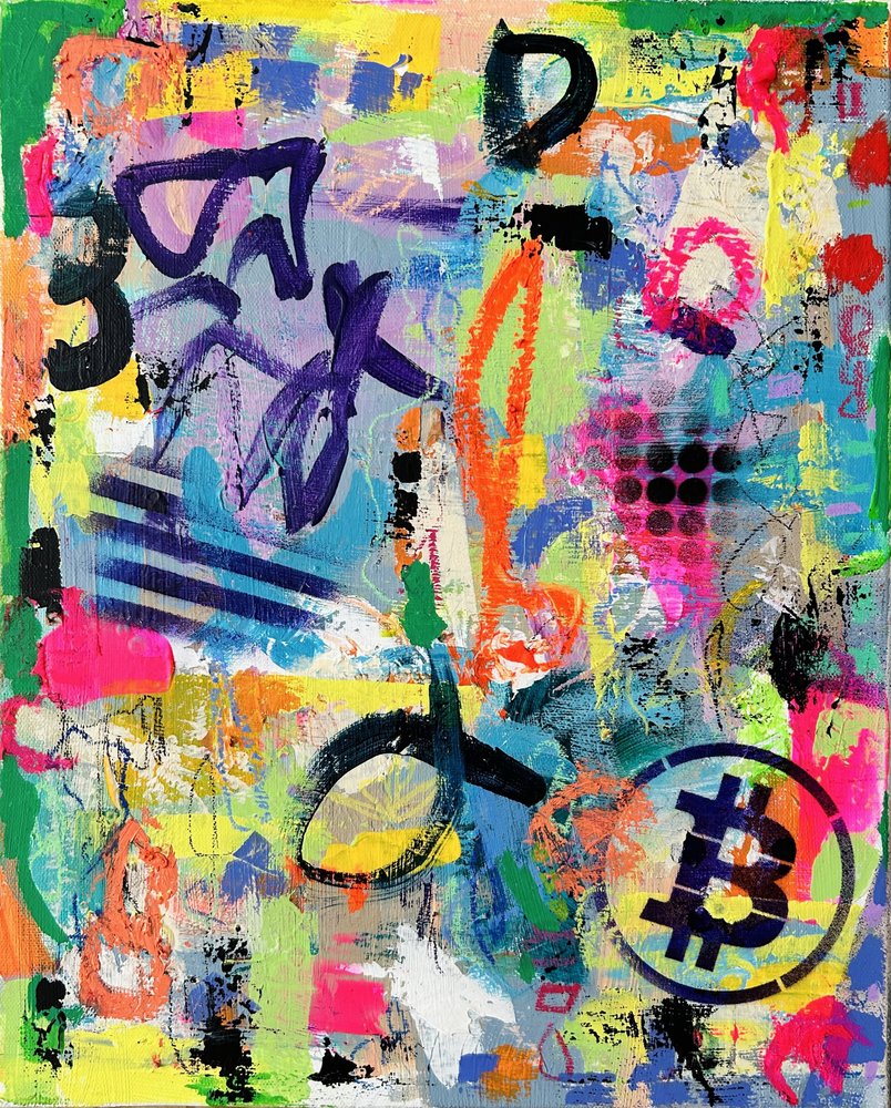 Żywe graffiti z motywem bitcoina autorstwa Irene Chua