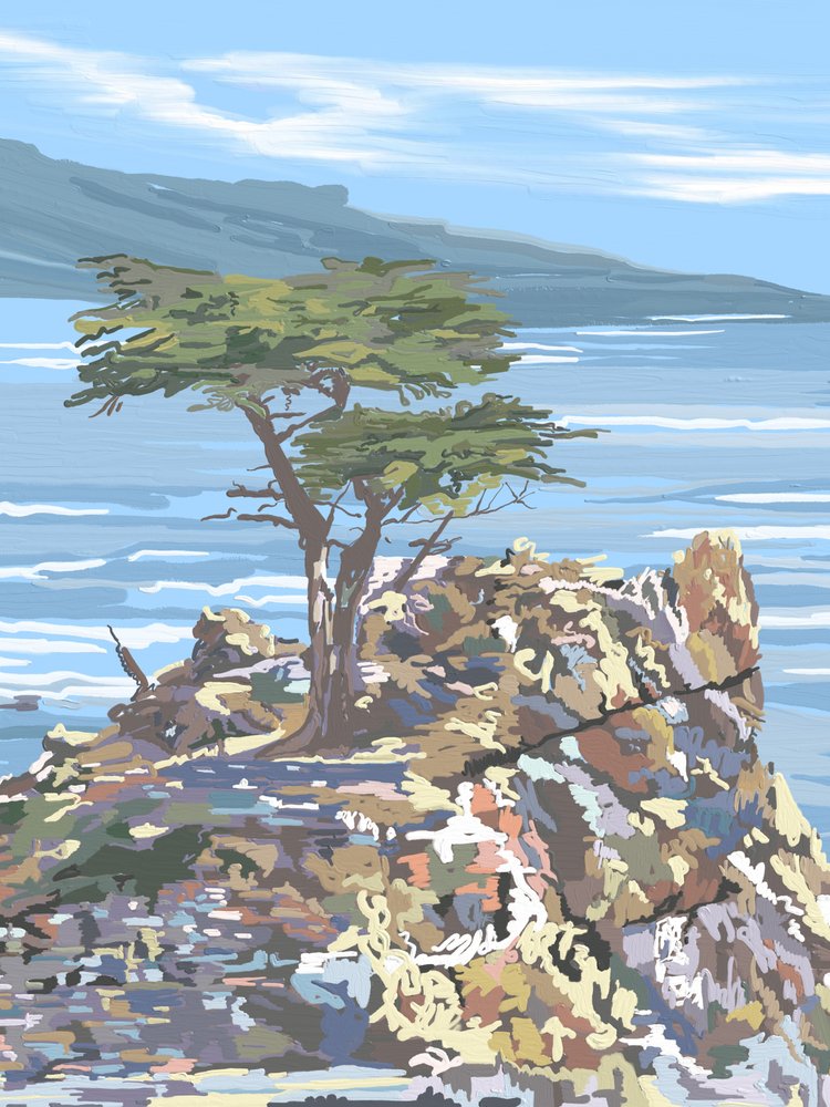Lone Cypress z widokiem na ocean autorstwa Jenna Alheit
