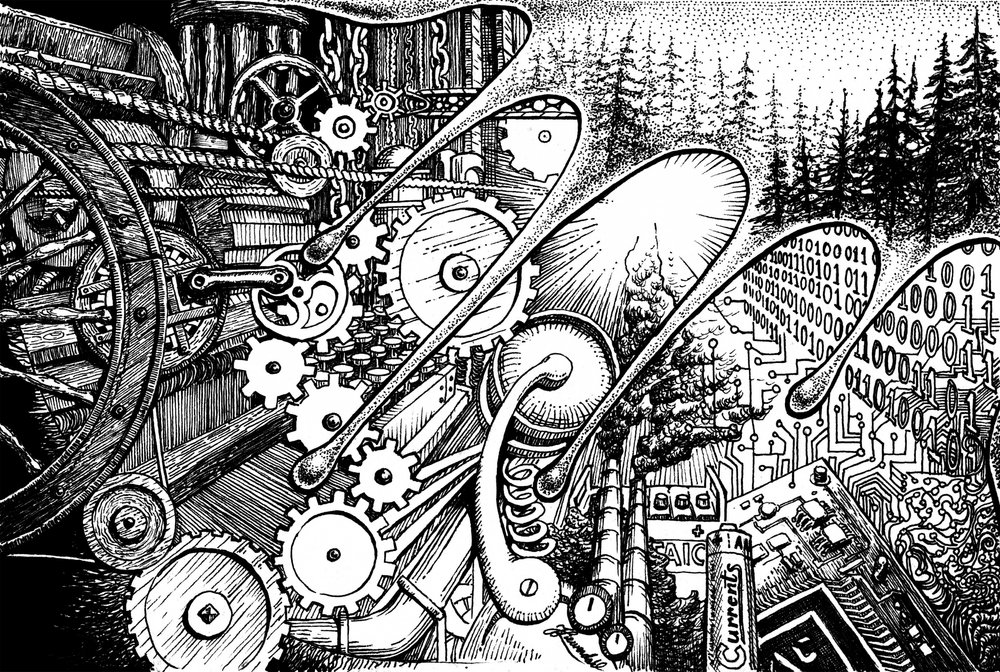 Cyfrowy las w stylu steampunkowym autorstwa Johan Liewendahl