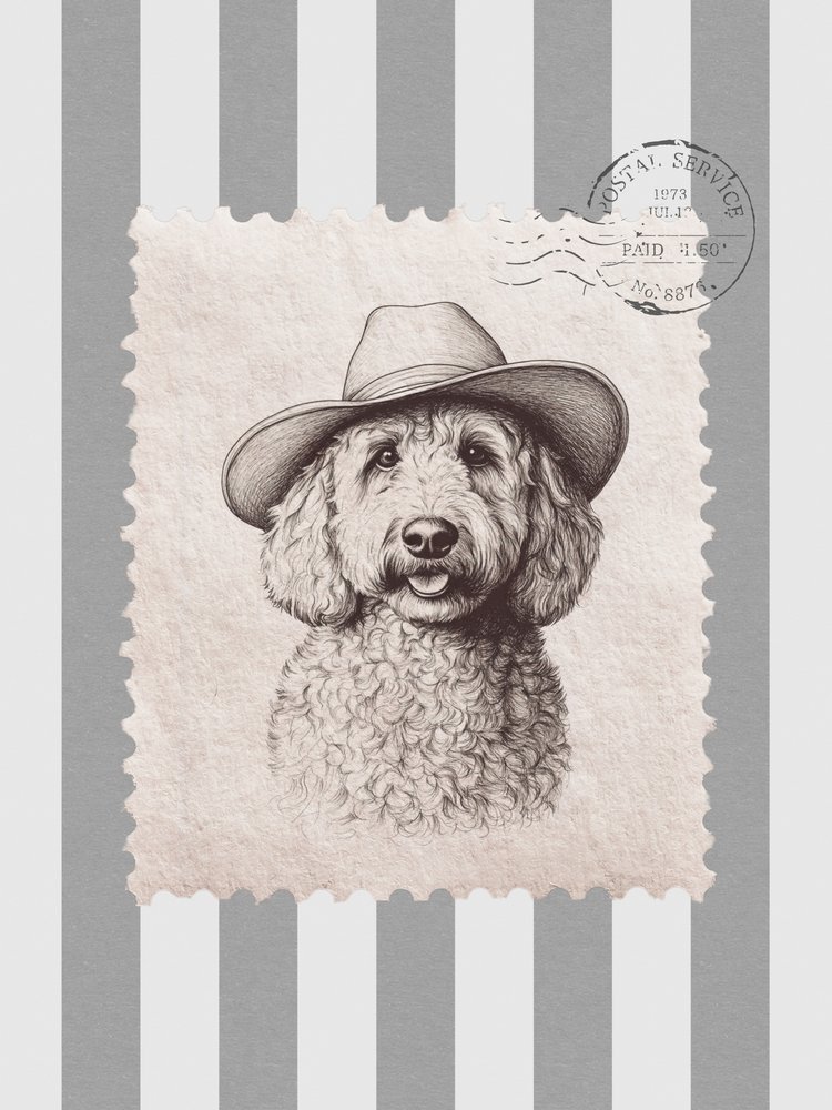 Znaczek „Kowboj Goldendoodle” autorstwa Jolly and Dash