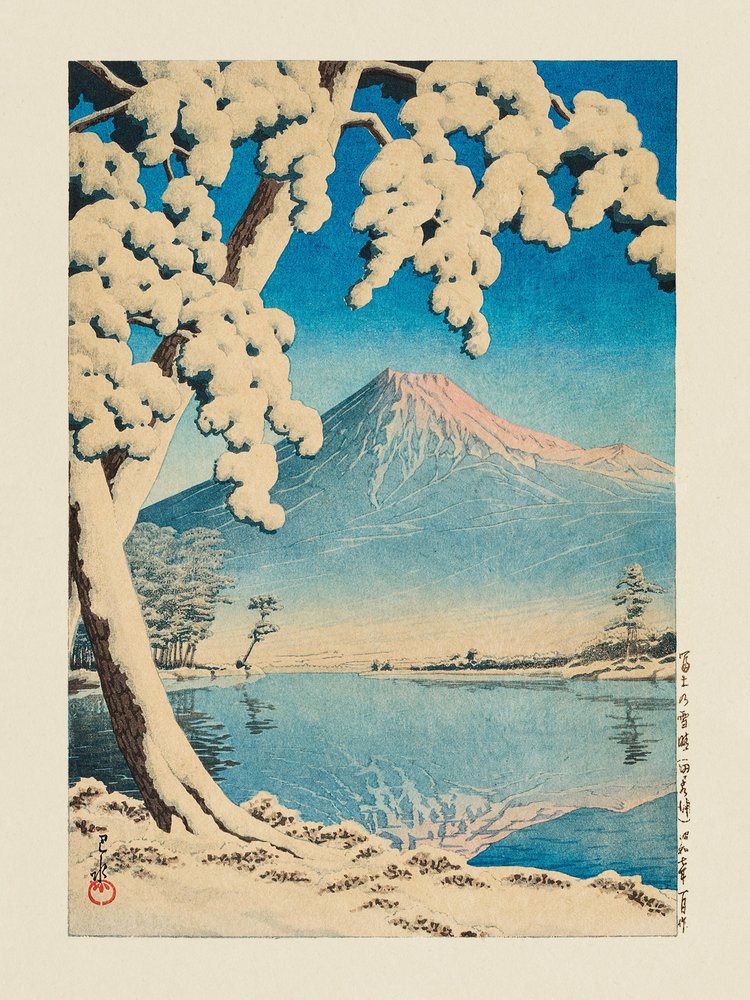 Fuji w śniegu, Tagonoura (1932) autorstwa Kawase Hasui