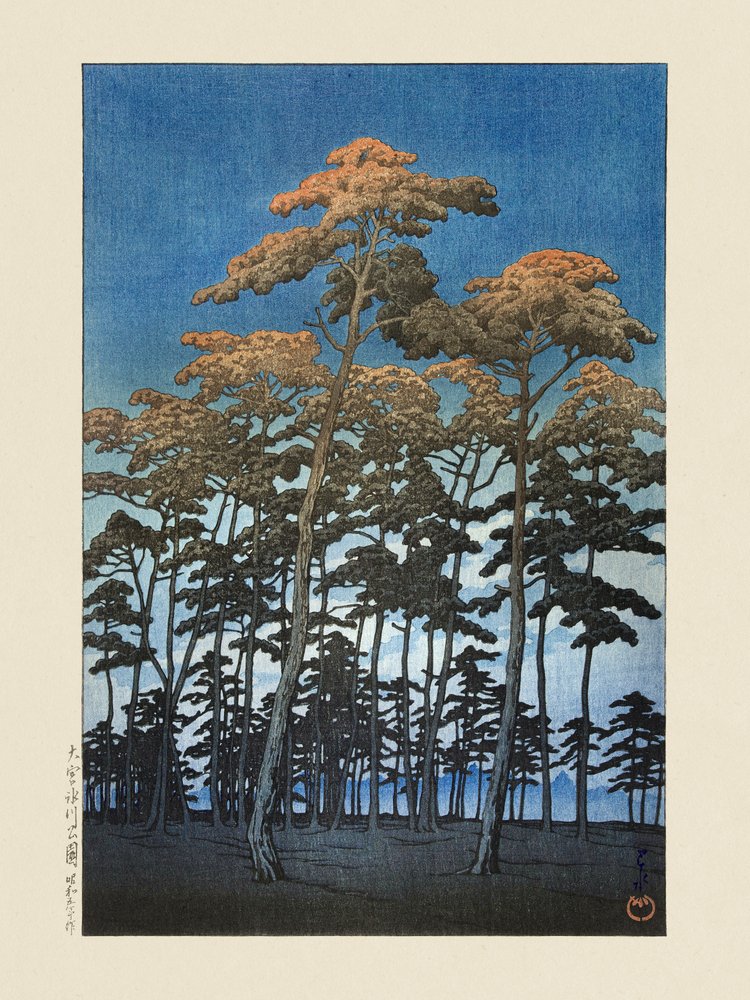 Park Hikawa w Omiya (1930) autorstwa Kawase Hasui i Watanabe Shozaburo autorstwa Kawase Hasui