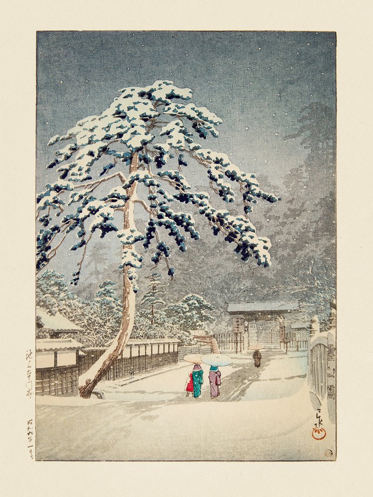 Ikegami Honmonji (Świątynia Honmon w Ikegami) (1931) autorstwa Kawase Hasui