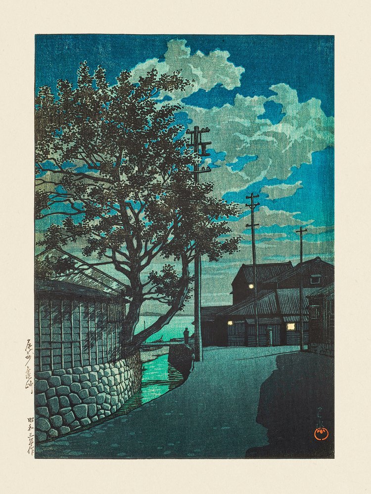 Kamezaki Bishu 1928 autorstwa Kawase Hasui