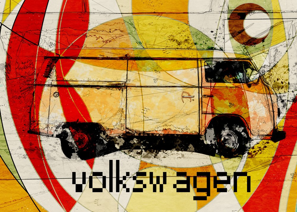 Kolorowy van w stylu retro autorstwa Lembayung senja studio [Vintage Poster]