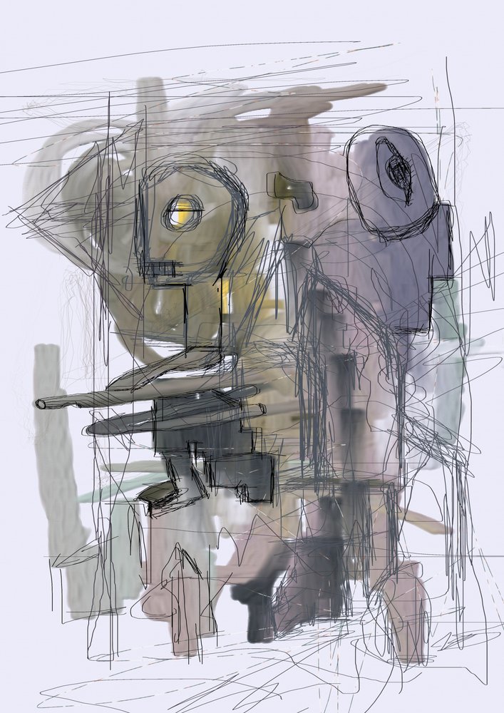 Tajemnicze abstrakcyjne roboty autorstwa Lembayung senja studio [Vintage Poster]
