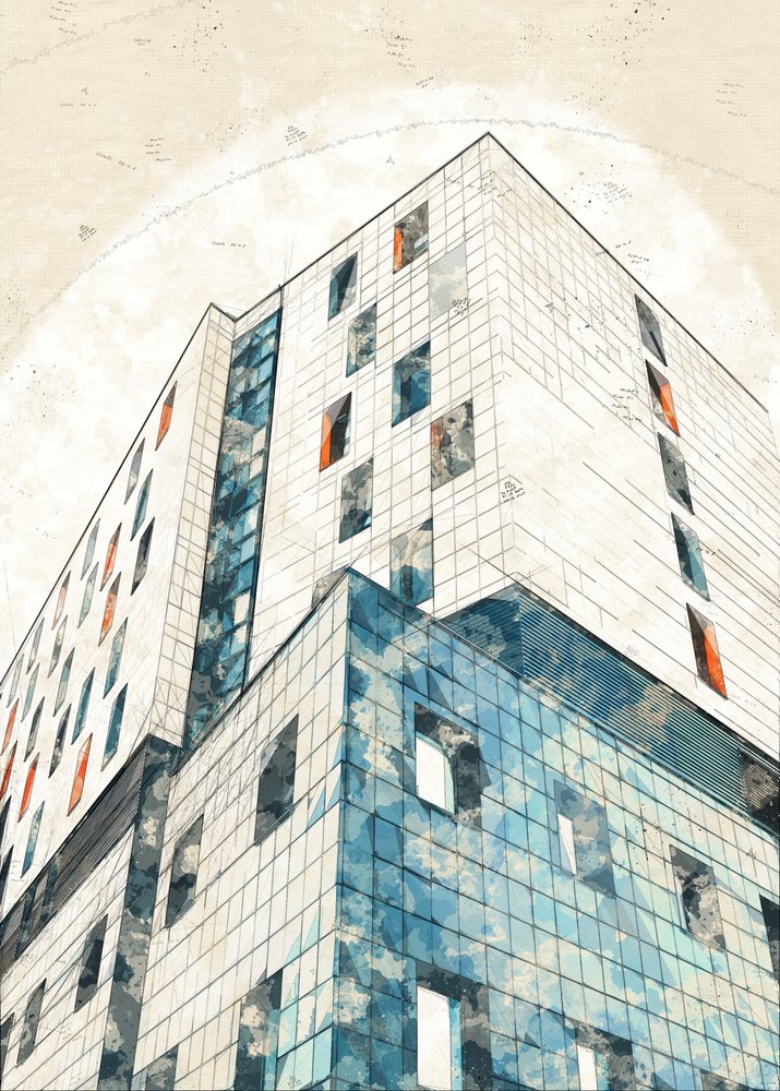 Szkic architektury miejskiej autorstwa Lembayung senja studio [Vintage Poster]