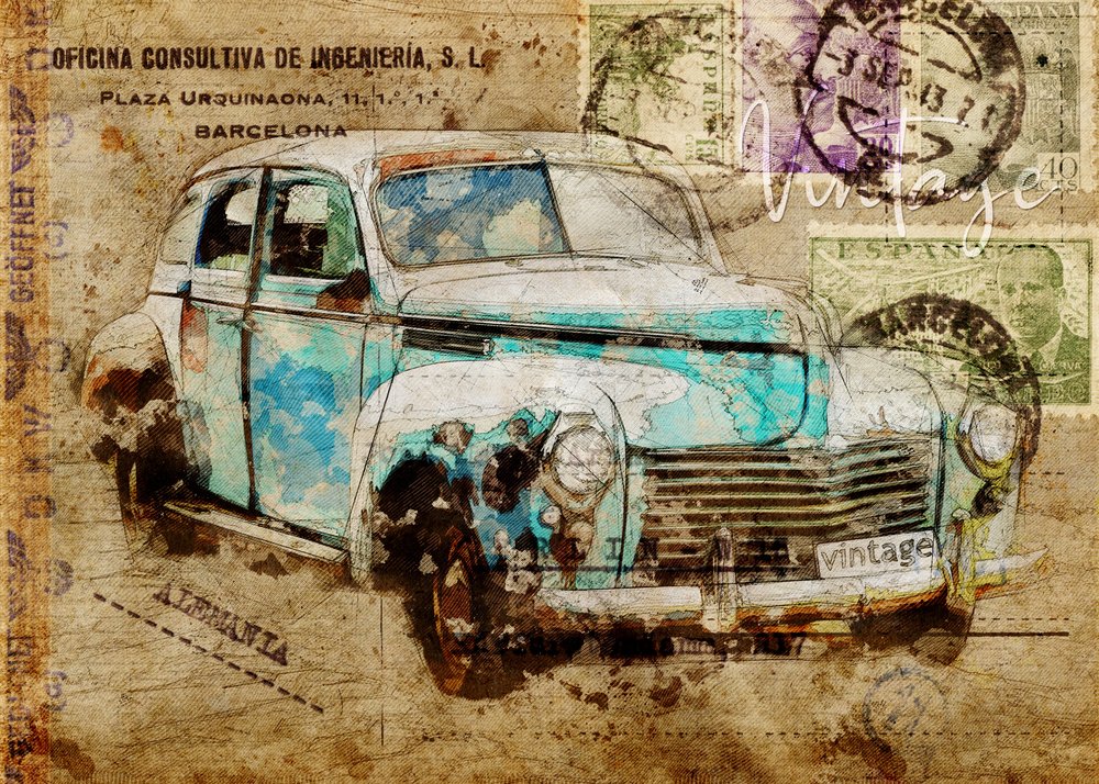 Samochód turystyczny w stylu retro autorstwa Lembayung senja studio [Vintage Poster]