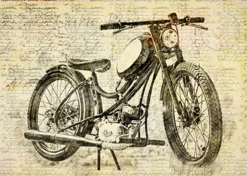 stary motocykl autorstwa Lembayung senja studio [Vintage Poster]
