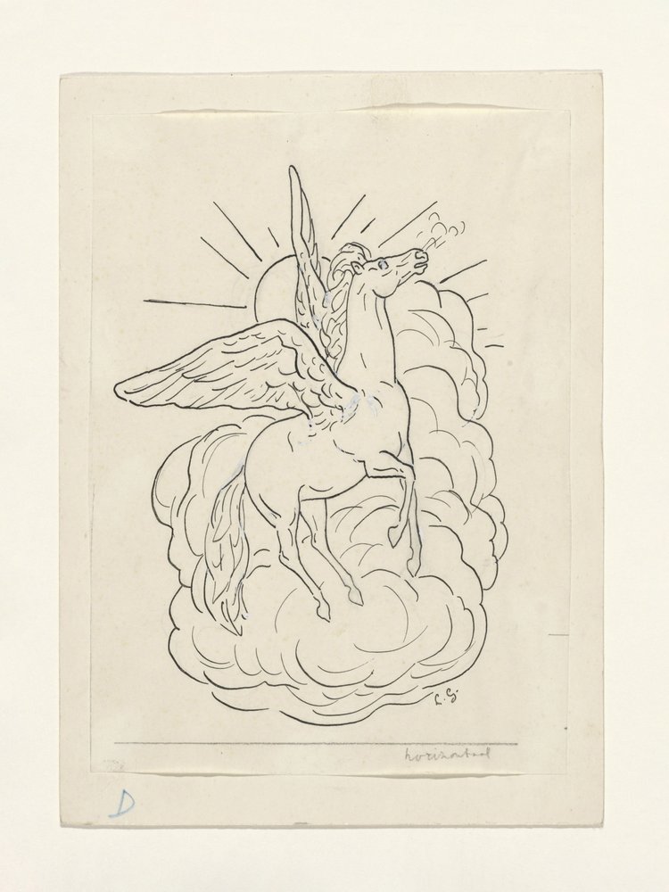 Pegaz lecący przed chmurami (1891–1941) autorstwa Leo Gestel