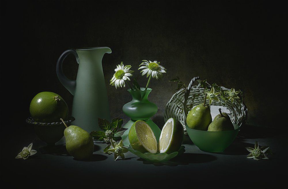 Elegancka zielona martwa natura autorstwa Lydia Jacobs
