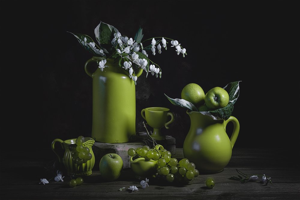 Elegancka zielona martwa natura autorstwa Lydia Jacobs
